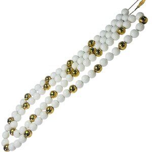 Vtg Napier Beaded Necklace Jewelry White Gold-Toned Beads Chain clasp 32" 9mm